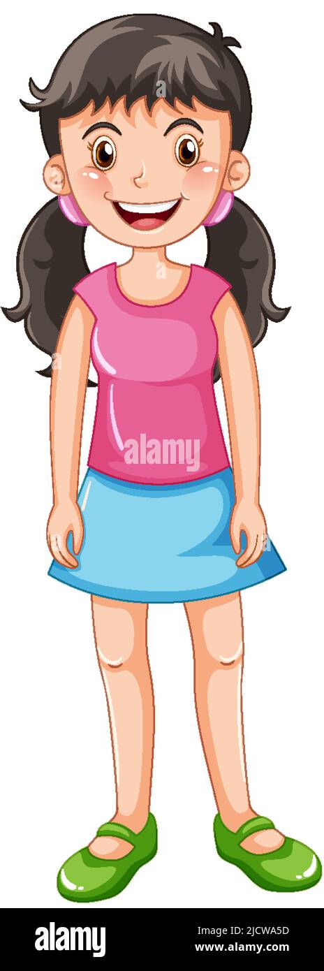 Little girl in pink shirt illustration Stock Vector Image & Art - Alamy