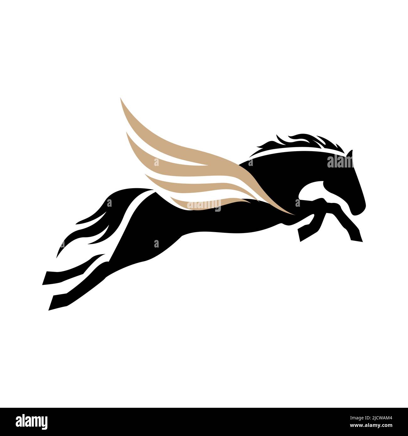 Powerfull flying pegasus unicorn logo vector Horse with wings design