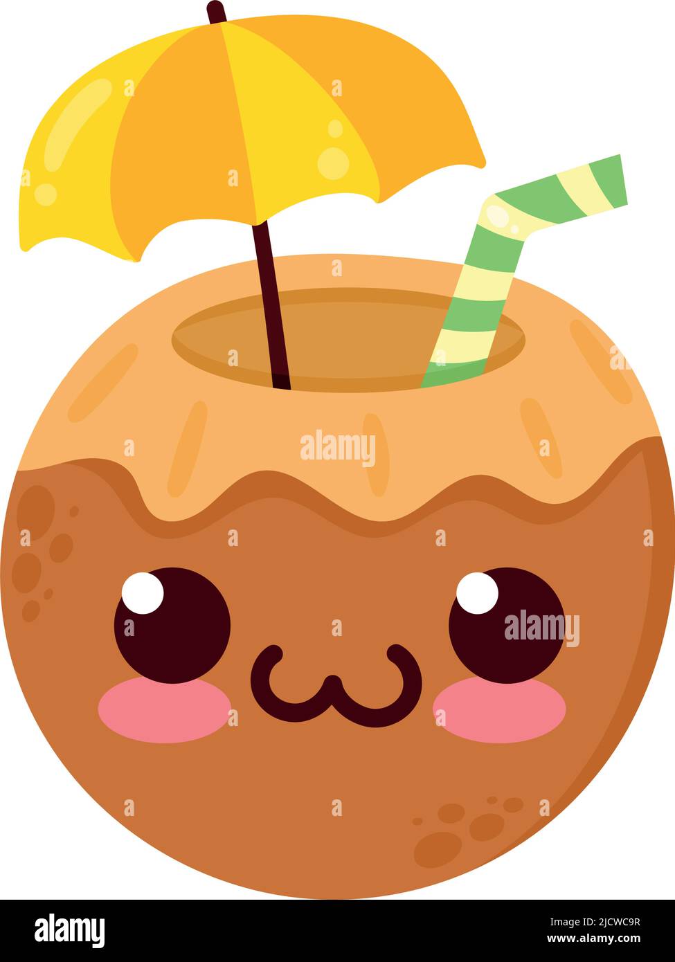 coconut cocktail kawaii style character Stock Vector Image & Art Alamy