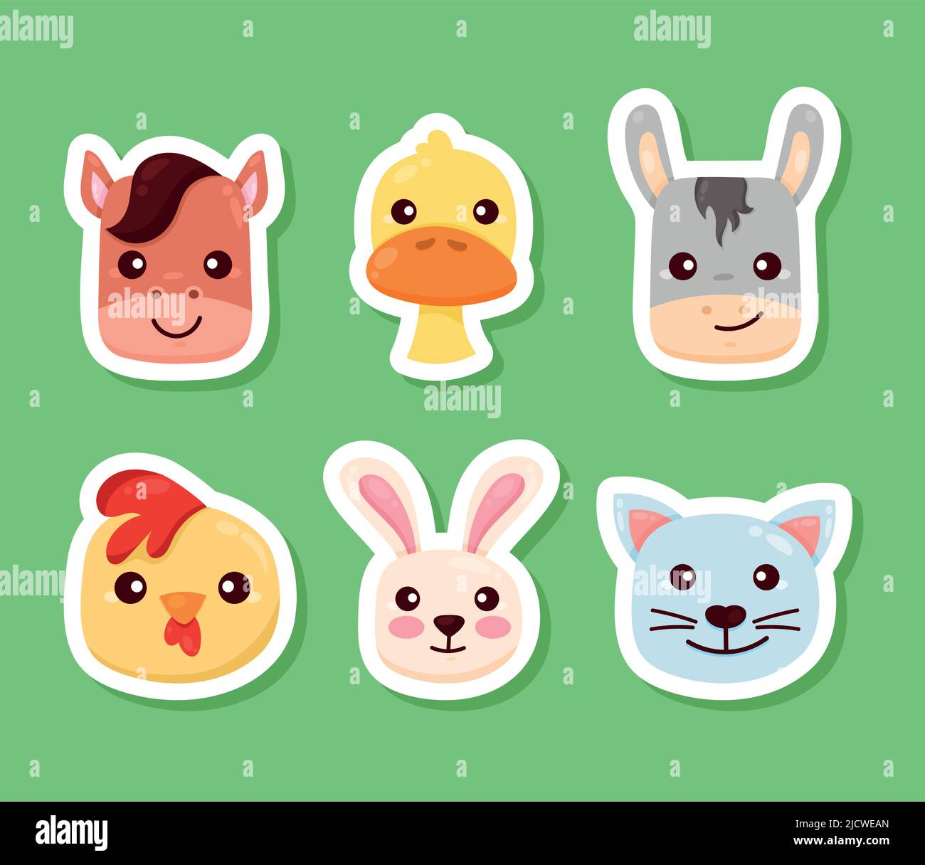 six farm animals heads characters Stock Vector Image & Art - Alamy