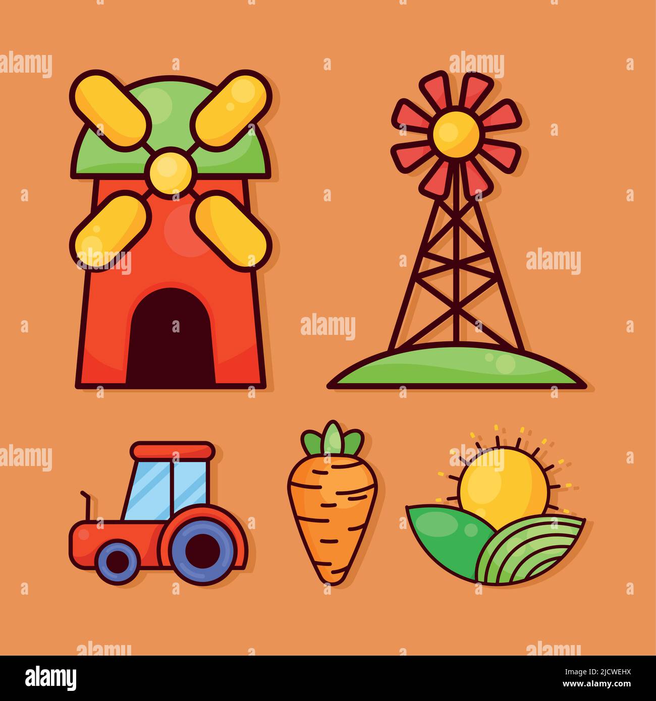 five farm agriculture set icons Stock Vector Image & Art - Alamy