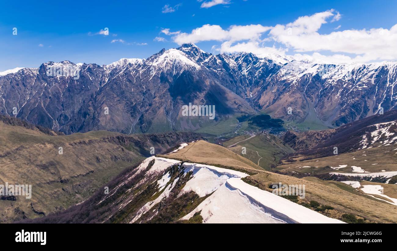 panorama of majestic Caucasus mountains in Georgia country. High quality photo Stock Photo