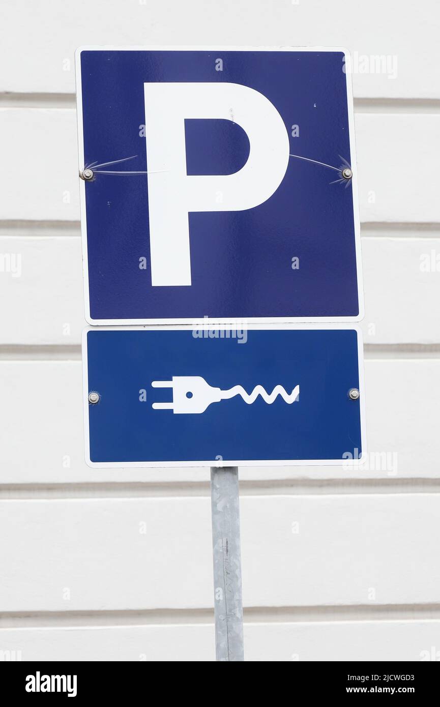 Parking lots for electric car charging in Denmark Stock Photo Alamy