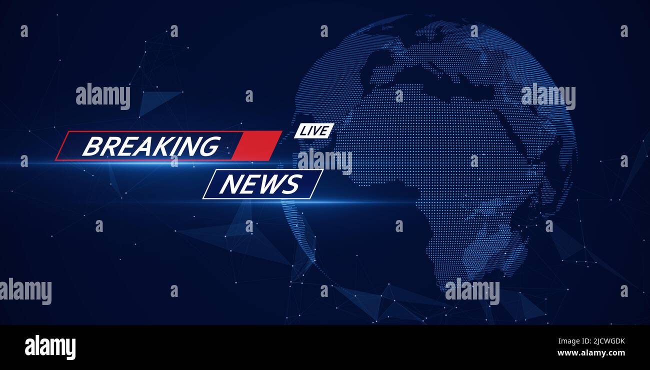 Breaking news template with 3d red and blue badge, Breaking news text on  dark blue with earth and world map background, TV News show Broadcast  templat Stock Photo - Alamy
