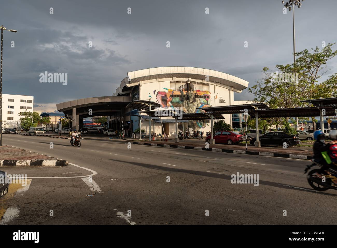 Labuan, Malaysia-June 06, 2021: View of the street in center of the ...