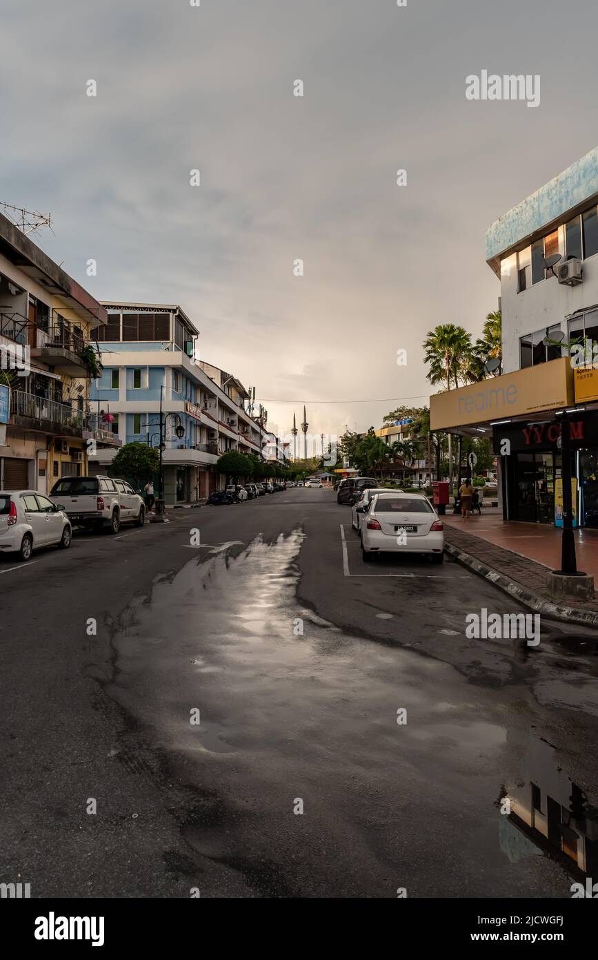 Labuan, Malaysia-June 06, 2021: View of the street in center of the ...