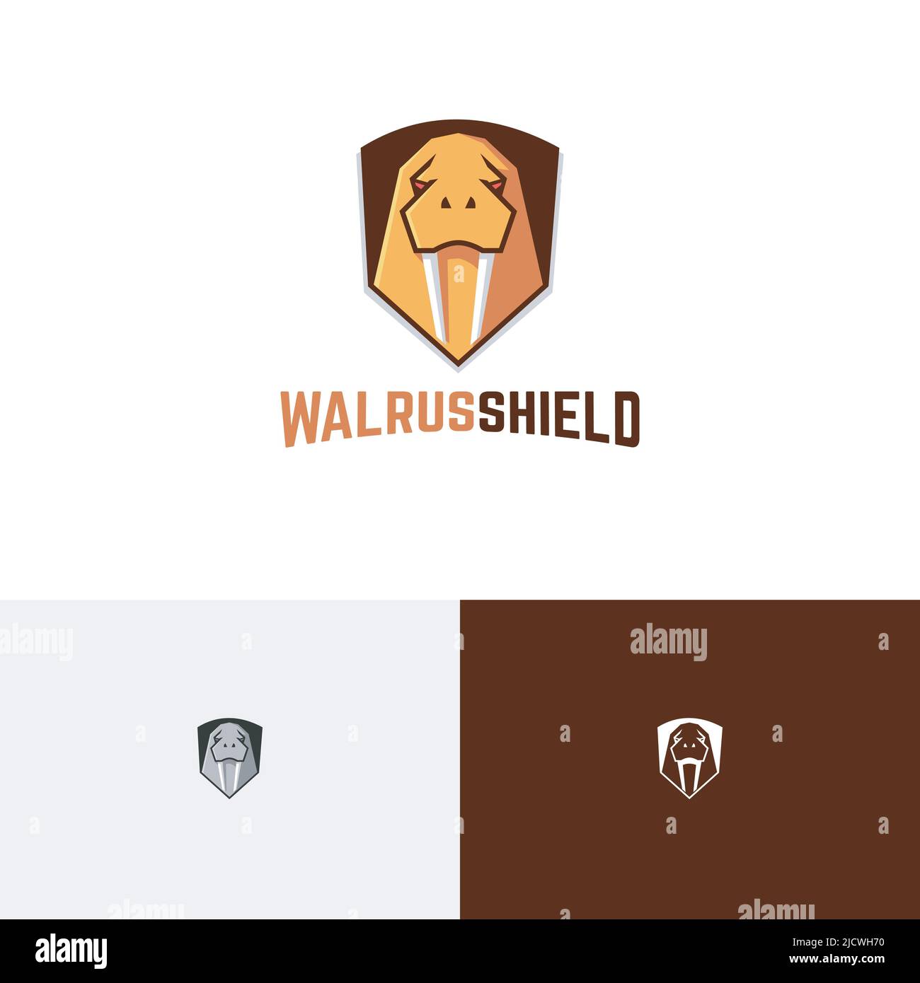 Walrus Shield Guard Strong Protection Game Esport Logo Stock Vector