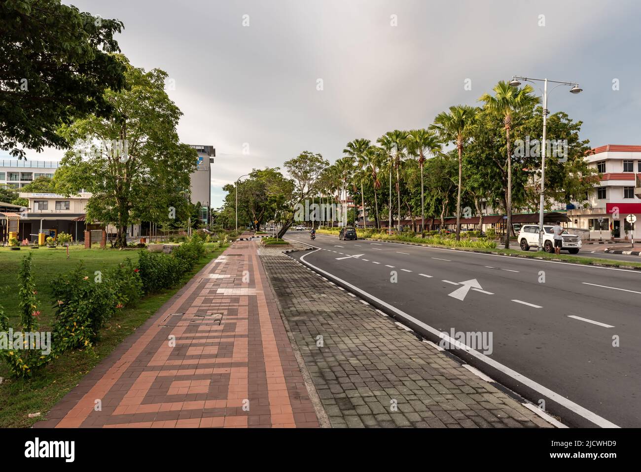 Labuan, Malaysia-June 06, 2021: View of the street in center of the ...