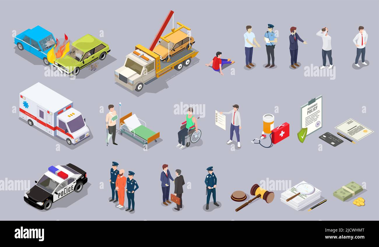 Car accident isometric vector set of icons Stock Vector Image & Art - Alamy