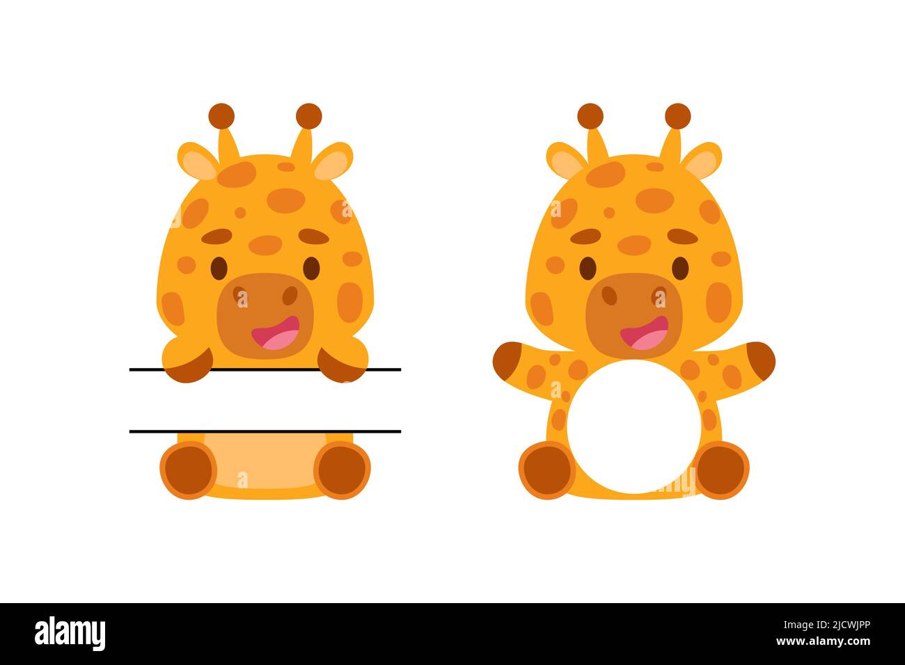 Cute giraffe split monogram. Funny cartoon character for shirt