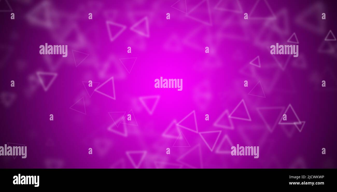 Flying triangular shapes over magenta background Stock Photo
