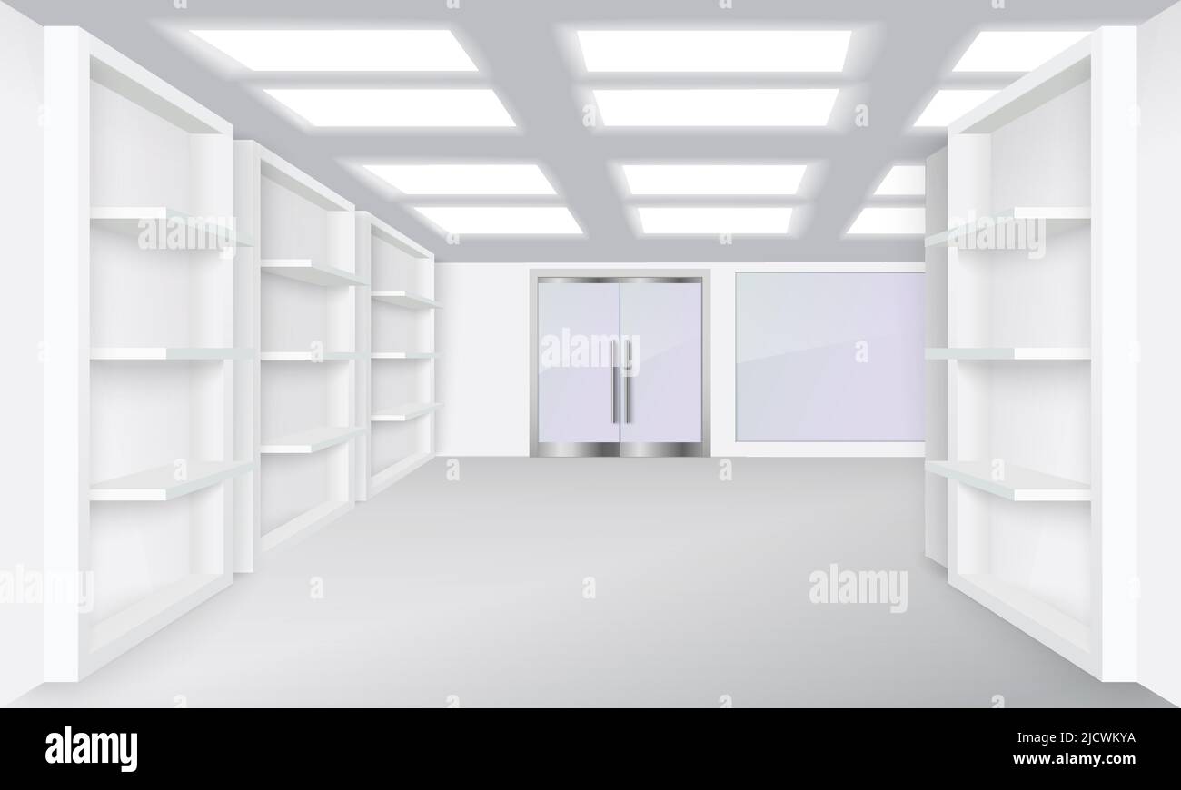 Shop store interior design realistic 3d mockup Stock Vector Image & Art