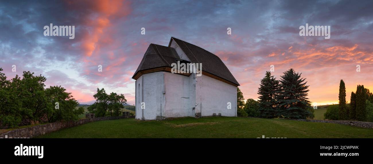 Rural Gothic church in a village of Turcianske Jaseno in Turiec region, Slovakia. Stock Photo