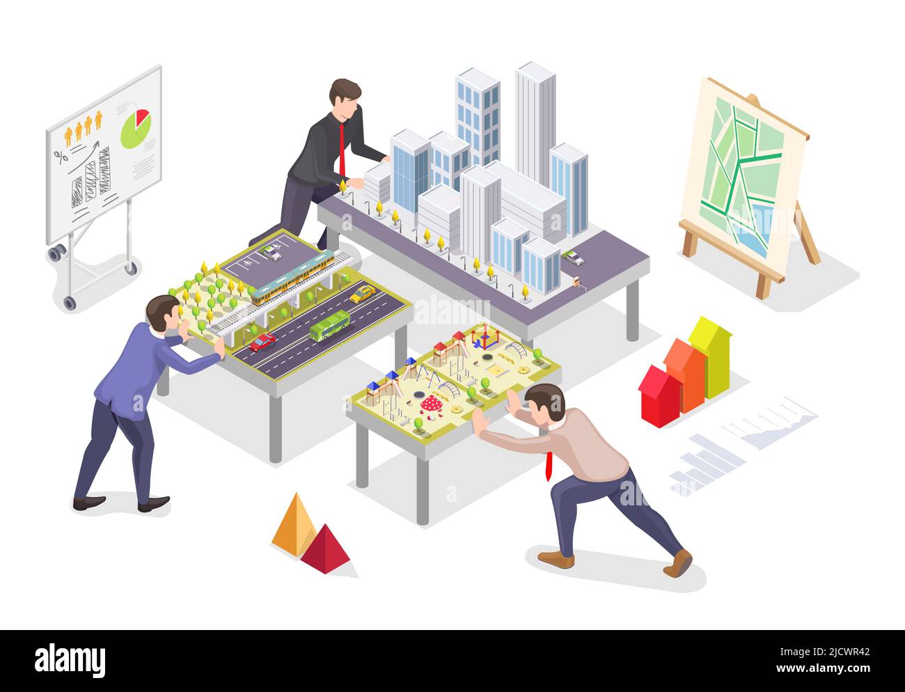 Urban area planning vector group of architect Stock Vector