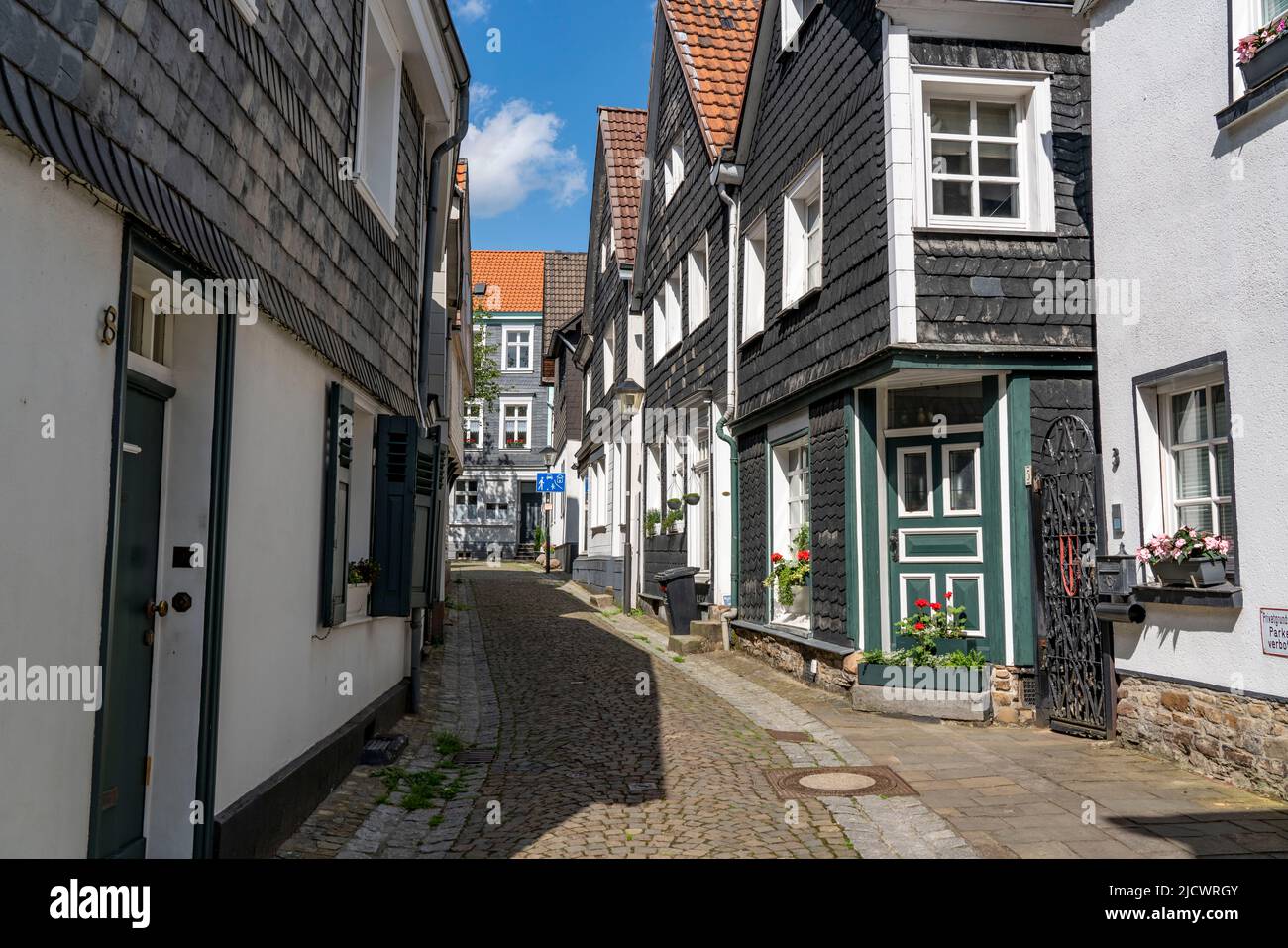 The old town of Essen-Kettwig, houses in Kaiserstrasse, Essen NRW ...