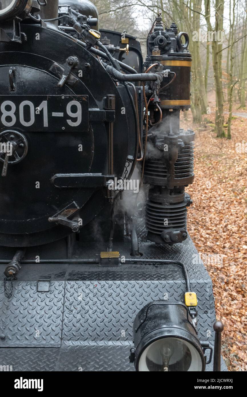 Detail shot of a historic steam locomotive that is still in use Stock Photo