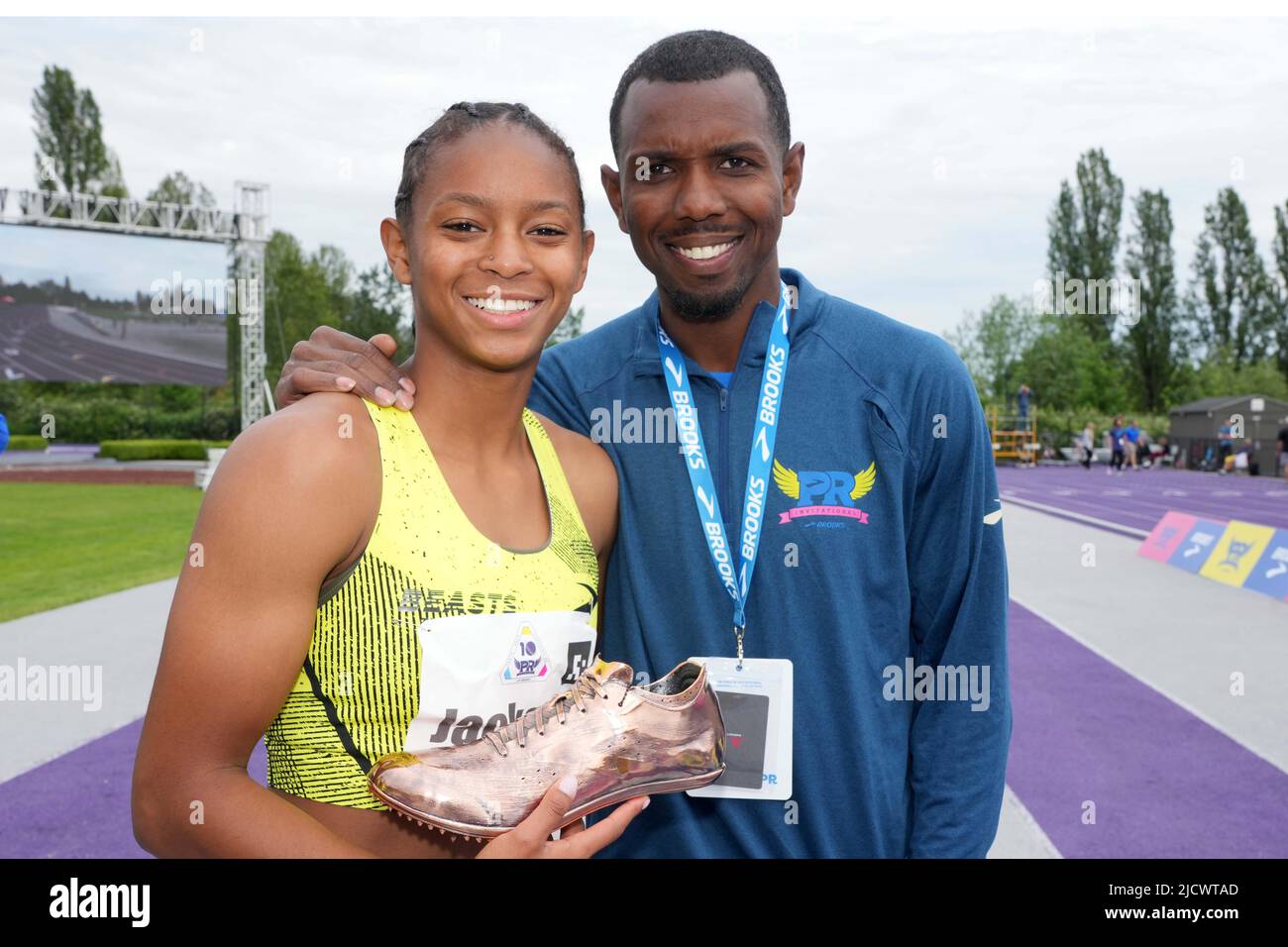 Shawnti Jackson of Wakefield (NC), left, poses with father