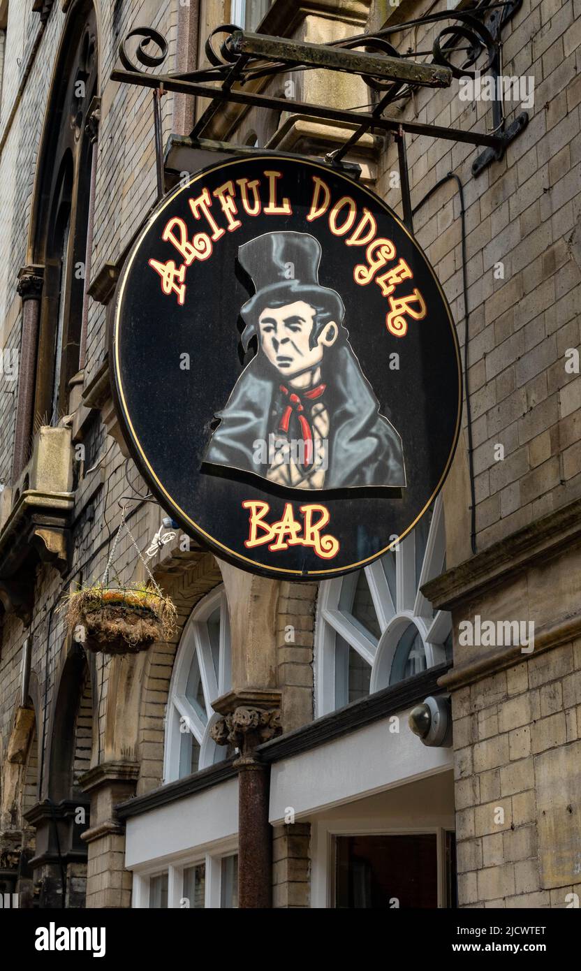 Sign outside the Artful Dodger Bar in York Stock Photo