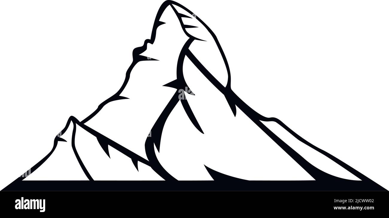 Mount Matterhorn, Isolated on a white background. A peak in the pennine ...