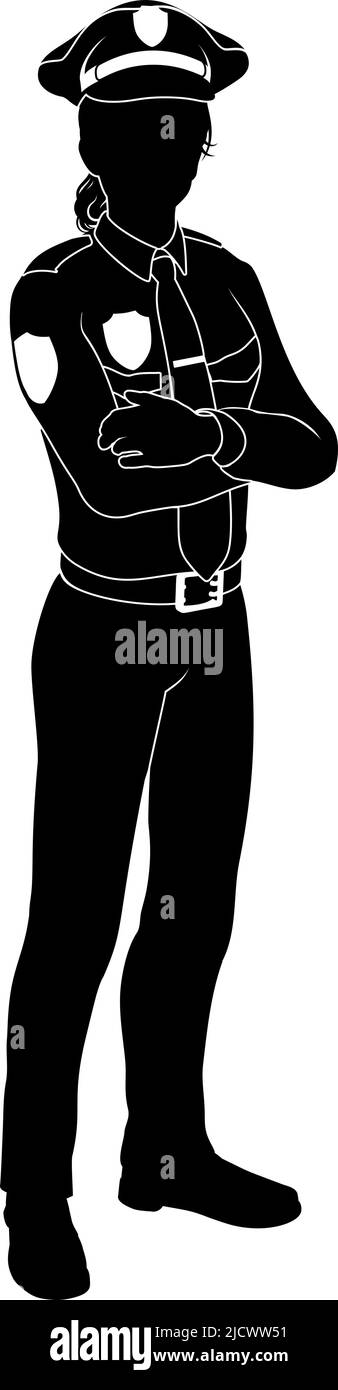 Policewoman Person Silhouette Police Officer Woman Stock Vector