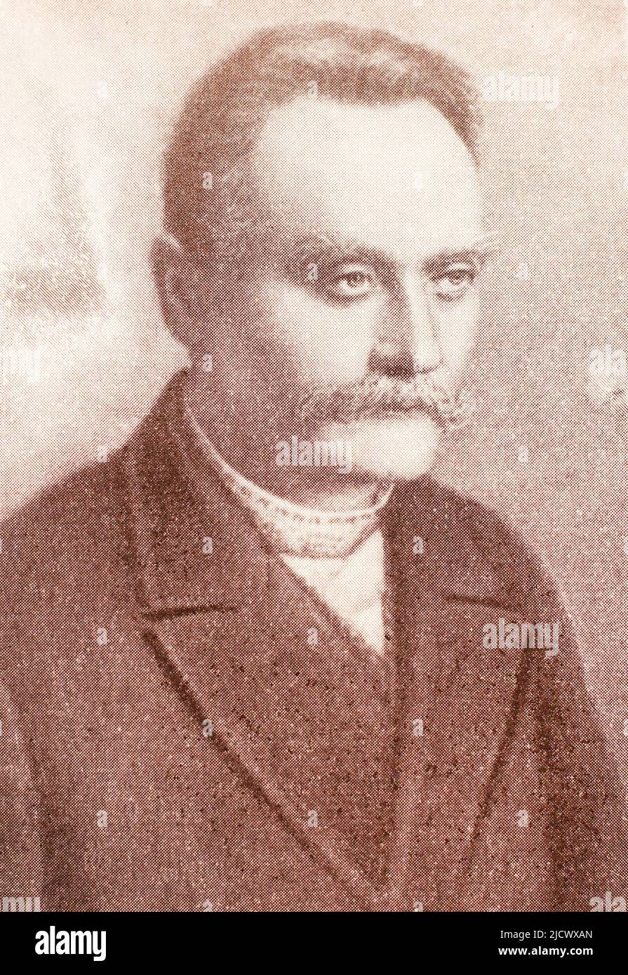 Portrait of Ivan Franko. Ivan Yakovych Franko was a Ukrainian poet, writer, social and literary critic, journalist, interpreter, economist, political activist, doctor of philosophy, ethnographer, and the author of the first detective novels and modern poetry in the Ukrainian language. Stock Photo
