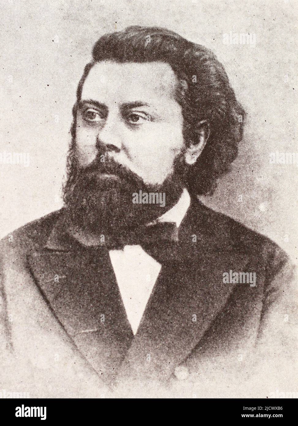 Photo portrait of Modest Mussorgsky. Modest Petrovich Mussorgsky (1839 – 1881) was a Russian composer, one of the group known as 'The Five'. He was an innovator of Russian music in the Romantic period. He strove to achieve a uniquely Russian musical identity, often in deliberate defiance of the established conventions of Western music. Stock Photo