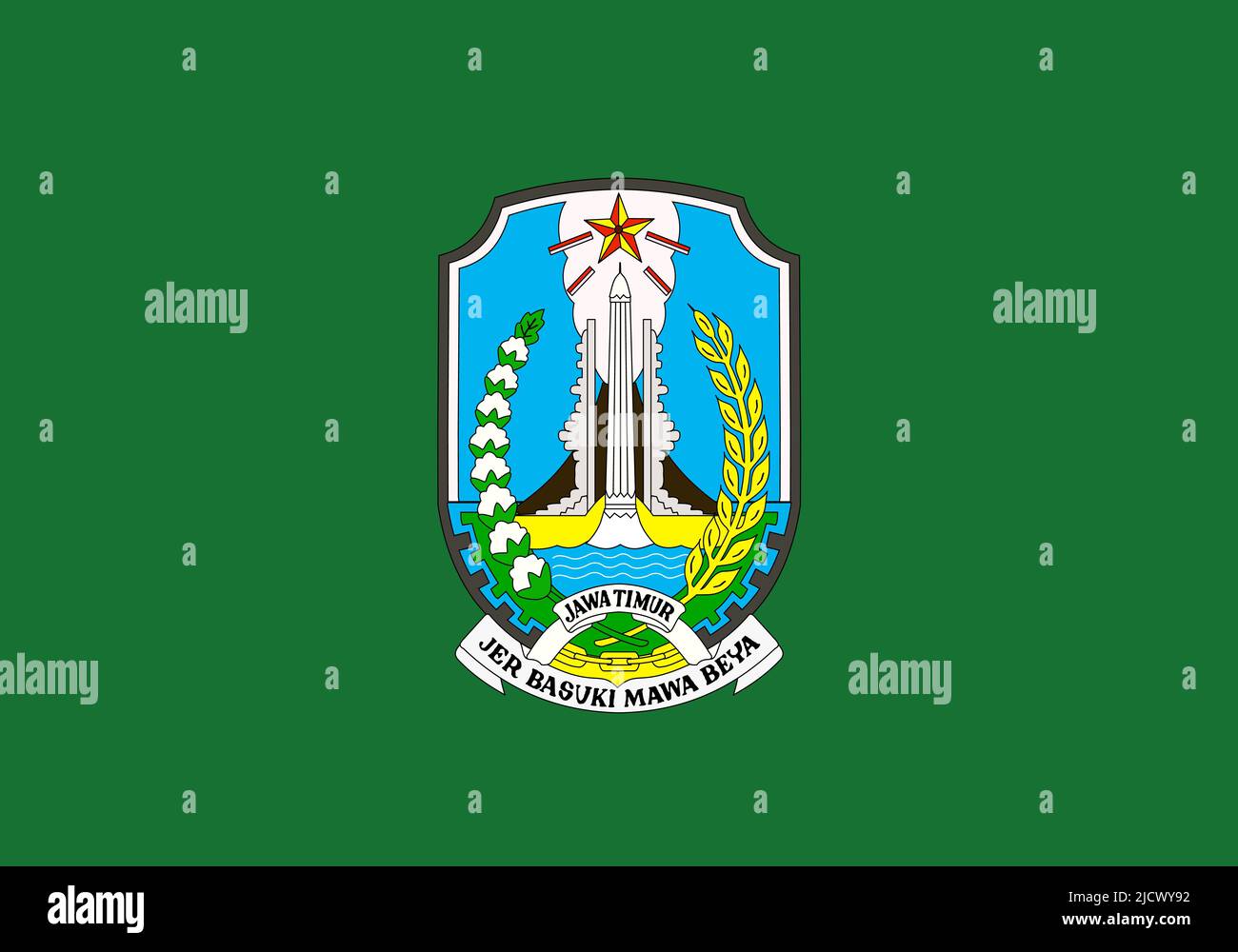 Top view of flag East Java Indonesia. Indonesian travel and patriot ...