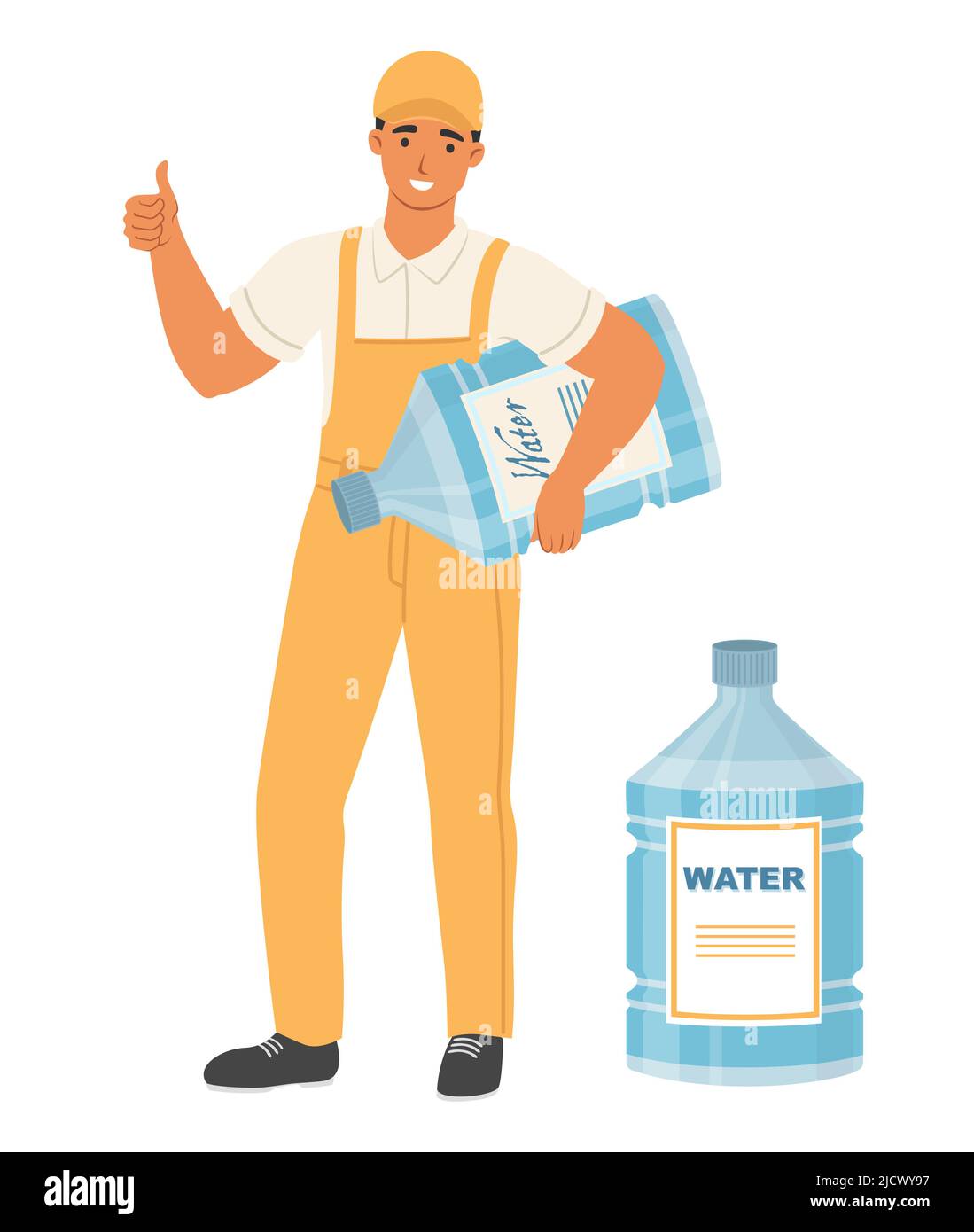 Water delivery fast service man worker vector Stock Vector Image & Art