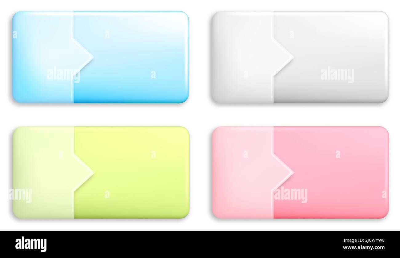 Rectangular blue button divided into areas with rounded corners ...