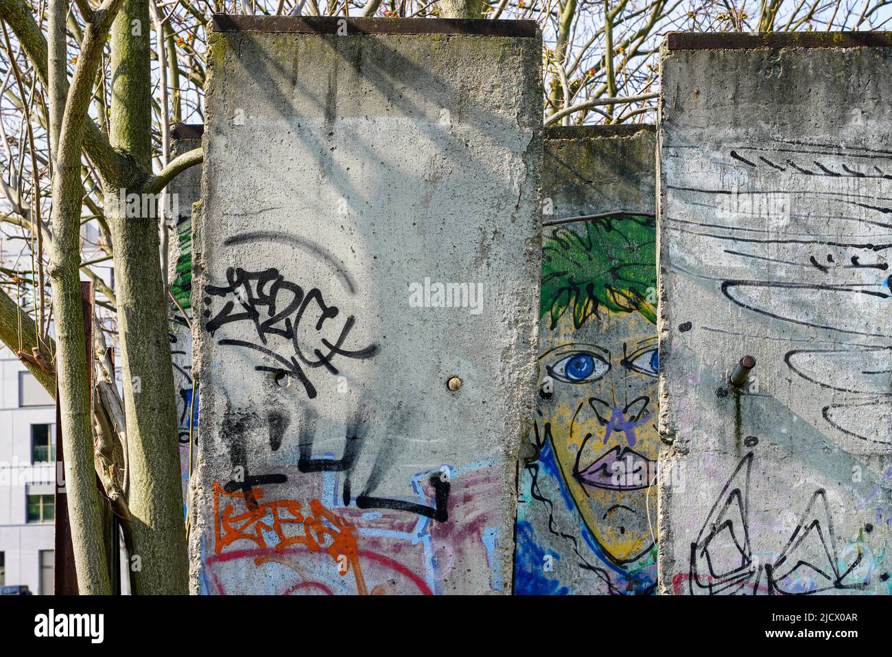 The Berlin Wall Memorial on Bernauer Strasse with a 60 meter long section of the former border, Berlin, Germany, 2.5.22 Stock Photo