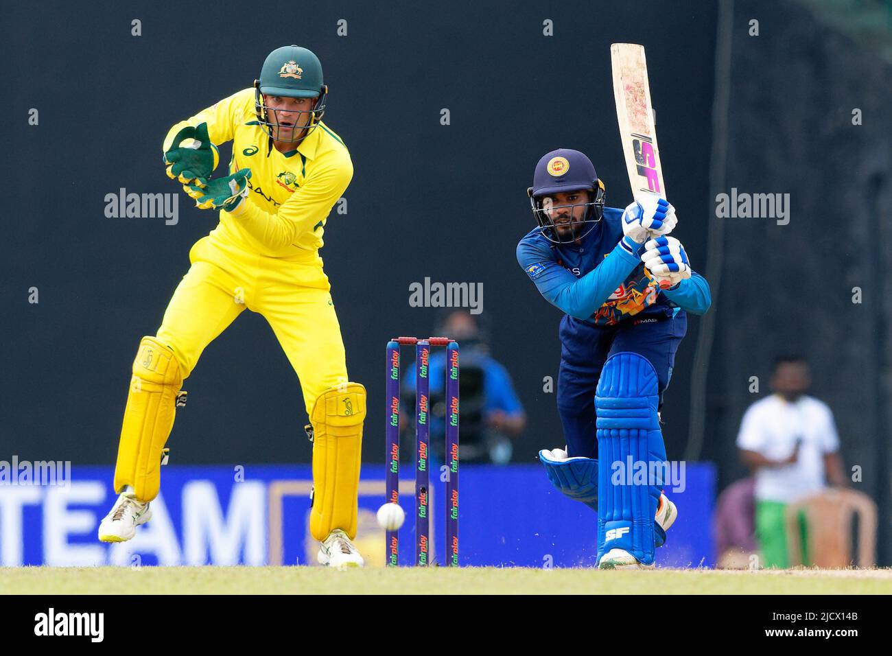 Dananjaya de Silva of Sri Lanka poses during a portrait session at