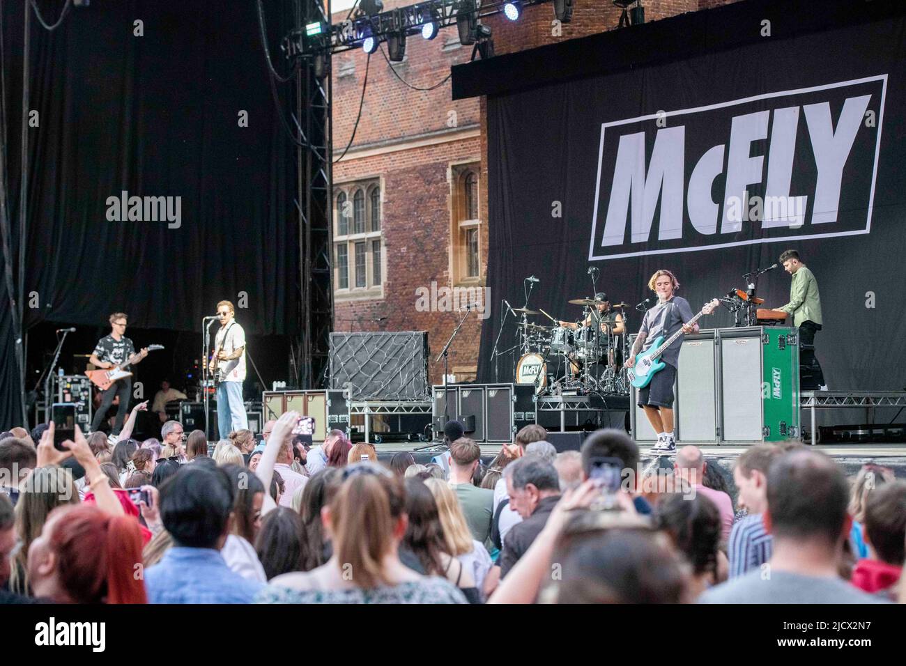 London, UK, Wednesday, 15th June 2022 McFly perform live on stage as part of the Hampton Court Palace Festival, Hampton Court, East Molesey. Credit: DavidJensen / Empics Entertainment / Alamy Live News Stock Photo