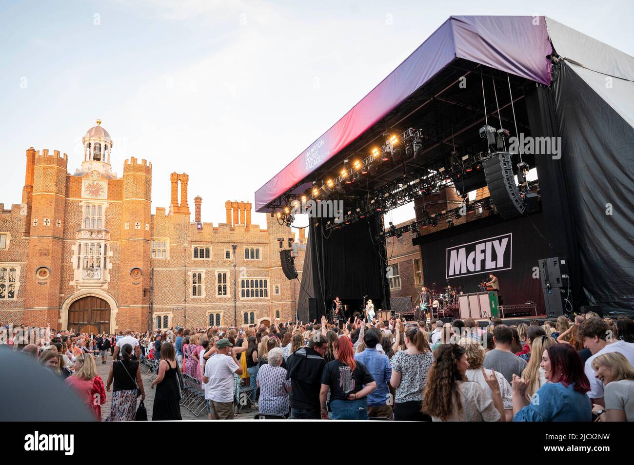 London, UK, Wednesday, 15th June 2022  McFly perform live on stage as part of the Hampton Court Palace Festival, Hampton Court, East Molesey. Credit: DavidJensen / Empics Entertainment / Alamy Live News Stock Photo