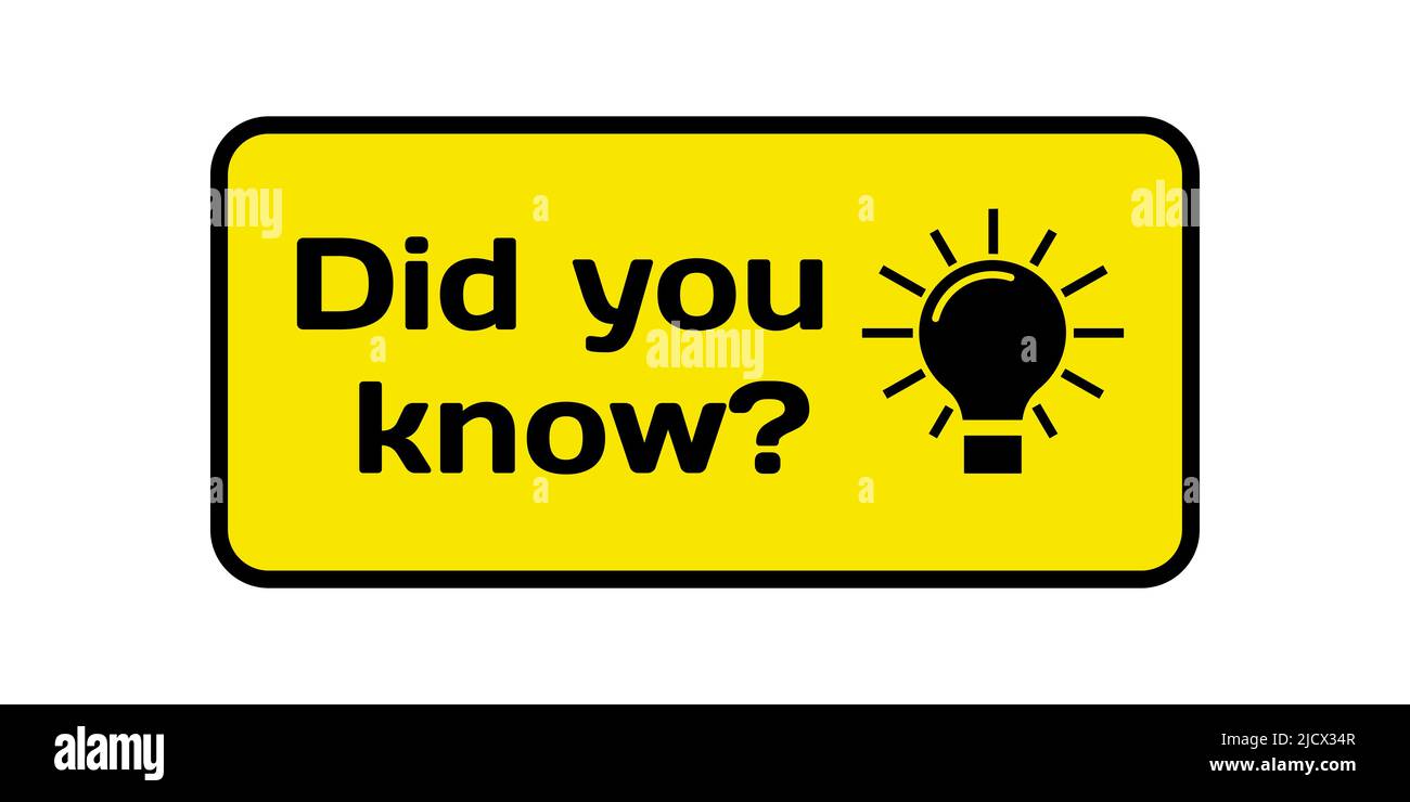 Did you know ask text and black light bulb vector icon. Stock Vector