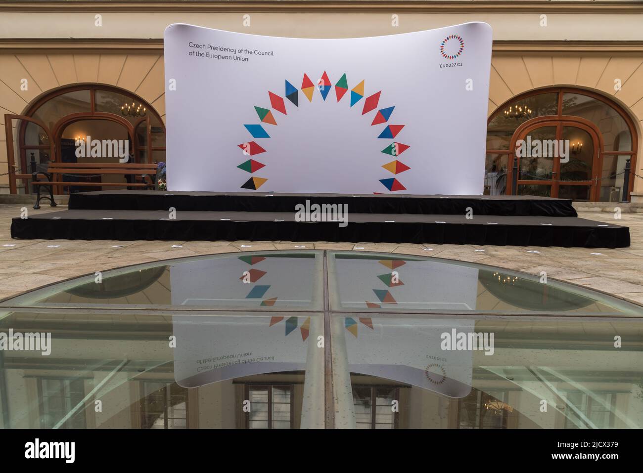 Banner with the logo of Czech Presidency of the Council of the European ...