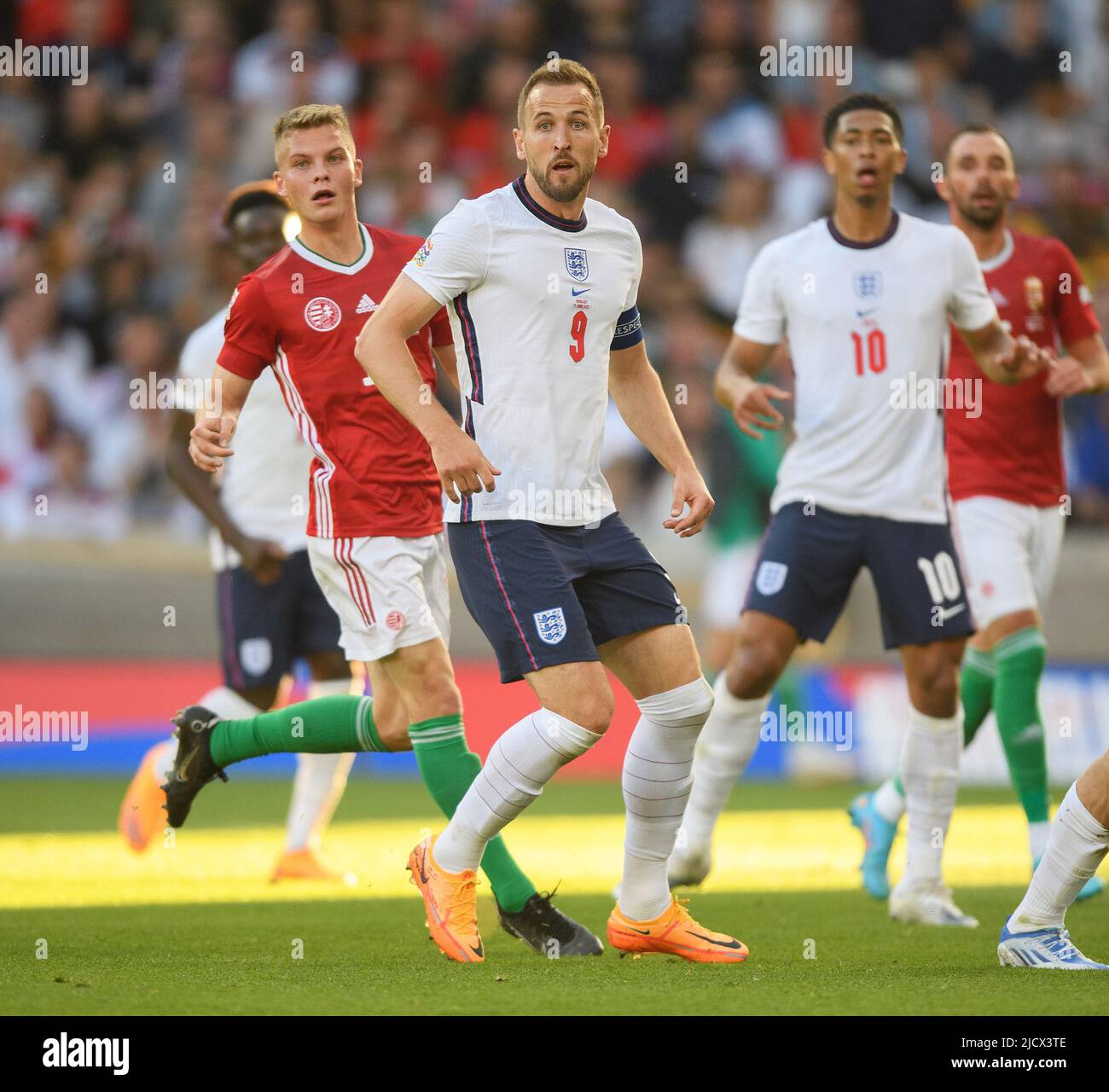 14 Jun 2022 - England v Hungary - UEFA Nations League - Group 3 - Molineux Stadium  England's Harry Kane during the UEFA Nations League match against Hungary. Picture Credit : © Mark Pain / Alamy Live News Stock Photo