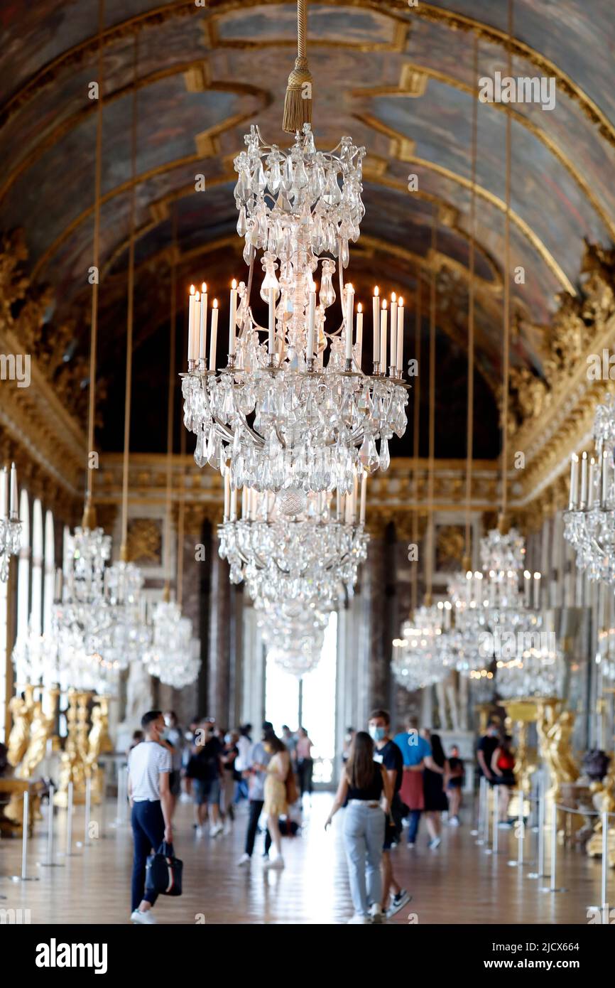 Palace of Versailles interior, Galerie des Glaces (Hall of Mirrors), UNESCO World Heritage Site, Versailles, Yvelines, France, Europe Stock Photo
