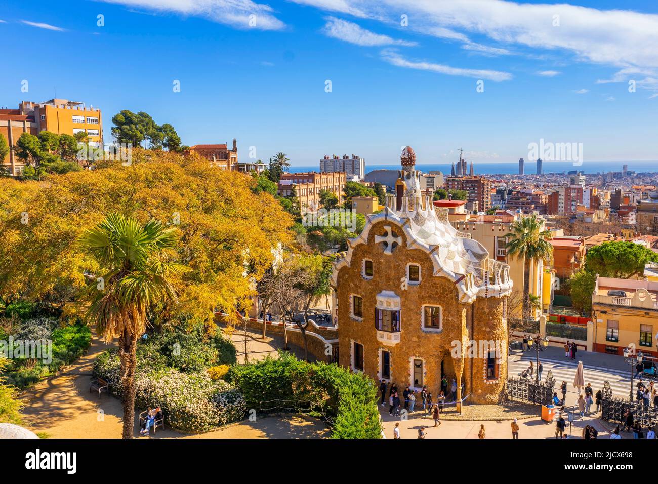 Antoni Gaudi, Park Guell, UNESCO World Heritage Site, Barcelona, Catalonia, Spain, Europe Stock Photo