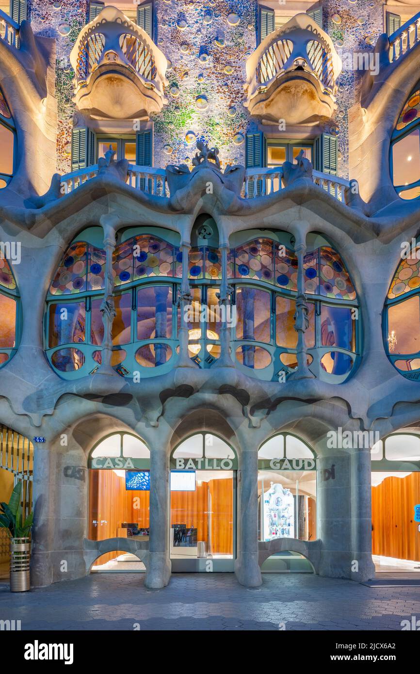 Antoni Gaudi, Casa Batlo, UNESCO World Heritage Site, Barcelona, Catalonia, Spain, Europe Stock Photo