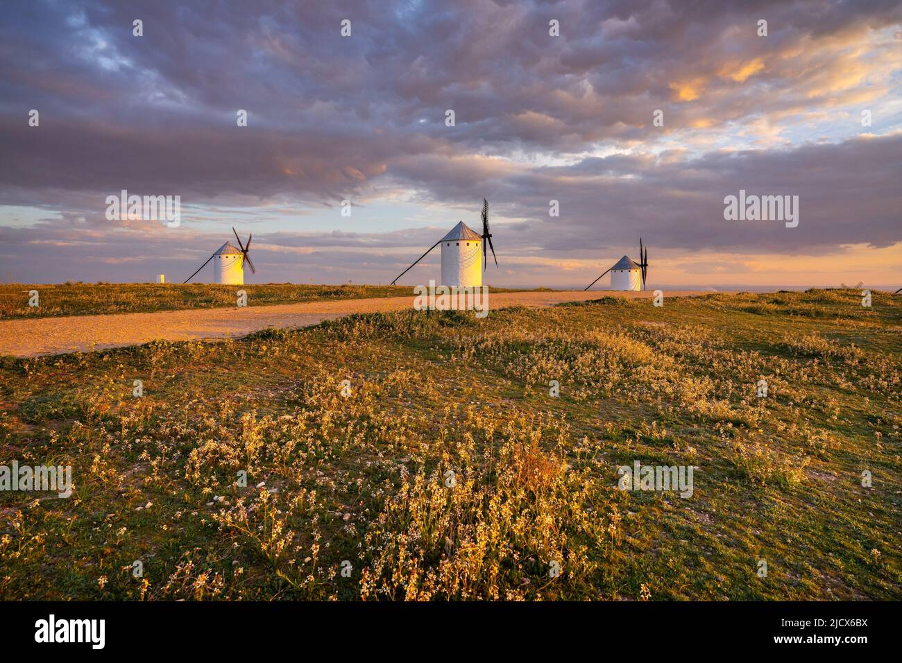 Windmills, Campo de Criptana, Ciudad Real, Castile-La Mancha, Spain, Europe Stock Photo