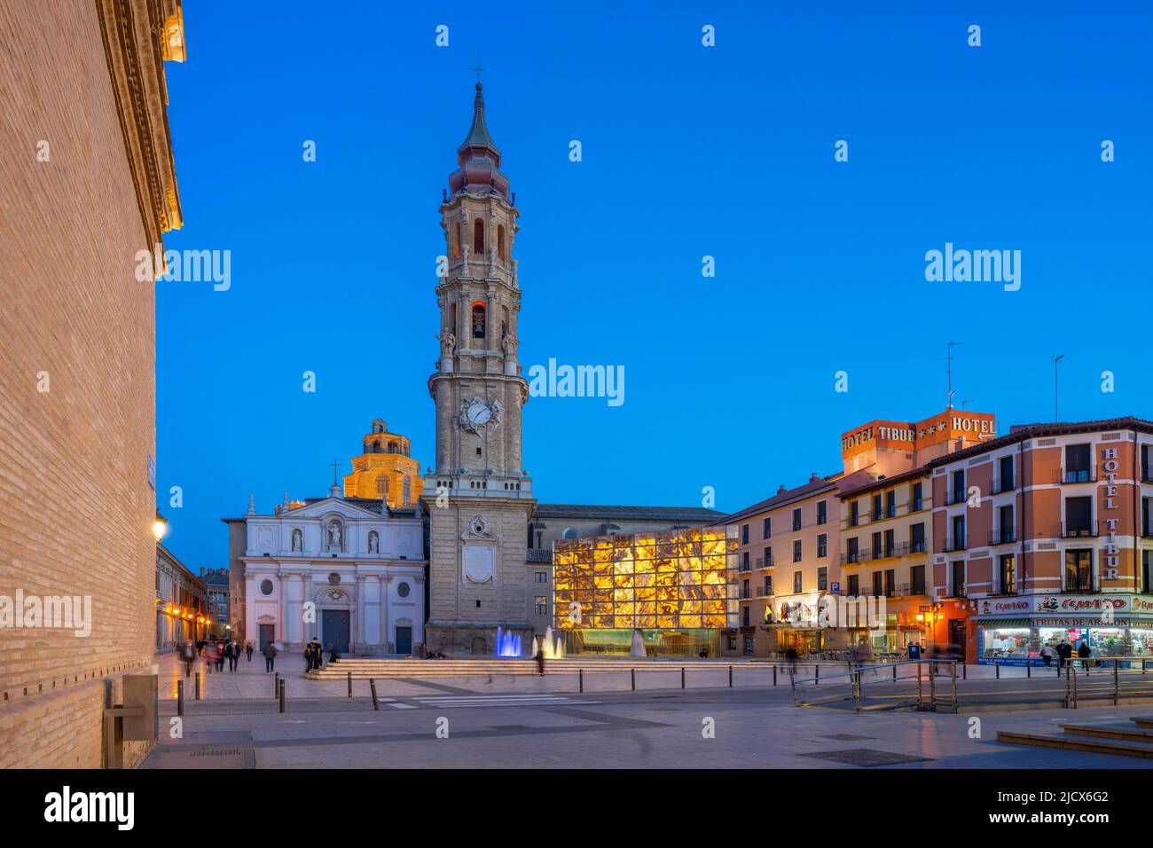 Plaza de la Seo, Zaragoza, Aragon, Spain, Europe Stock Photo