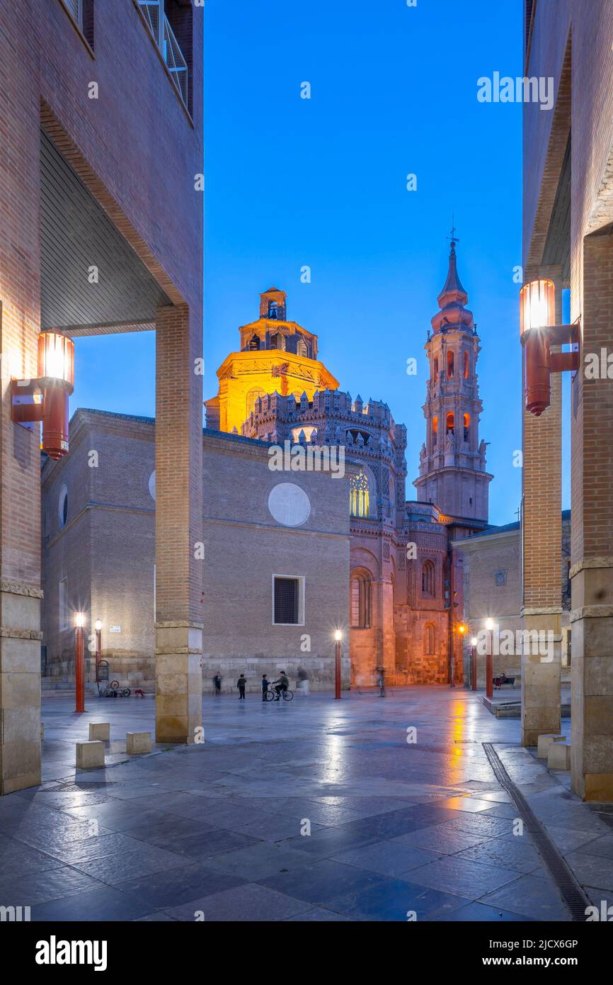 The Cathedral of the Saviour, Zaragoza, Aragon, Spain, Europe Stock Photo
