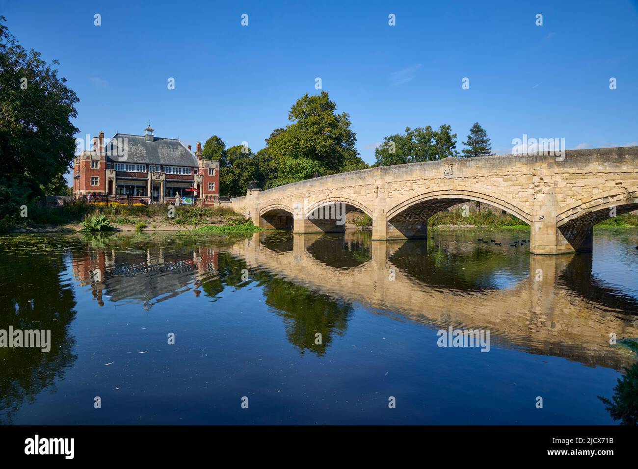 Abbey Park Bridge over River Soar, Leicester, Leicestershire, England, United Kingdom, Europe Stock Photo