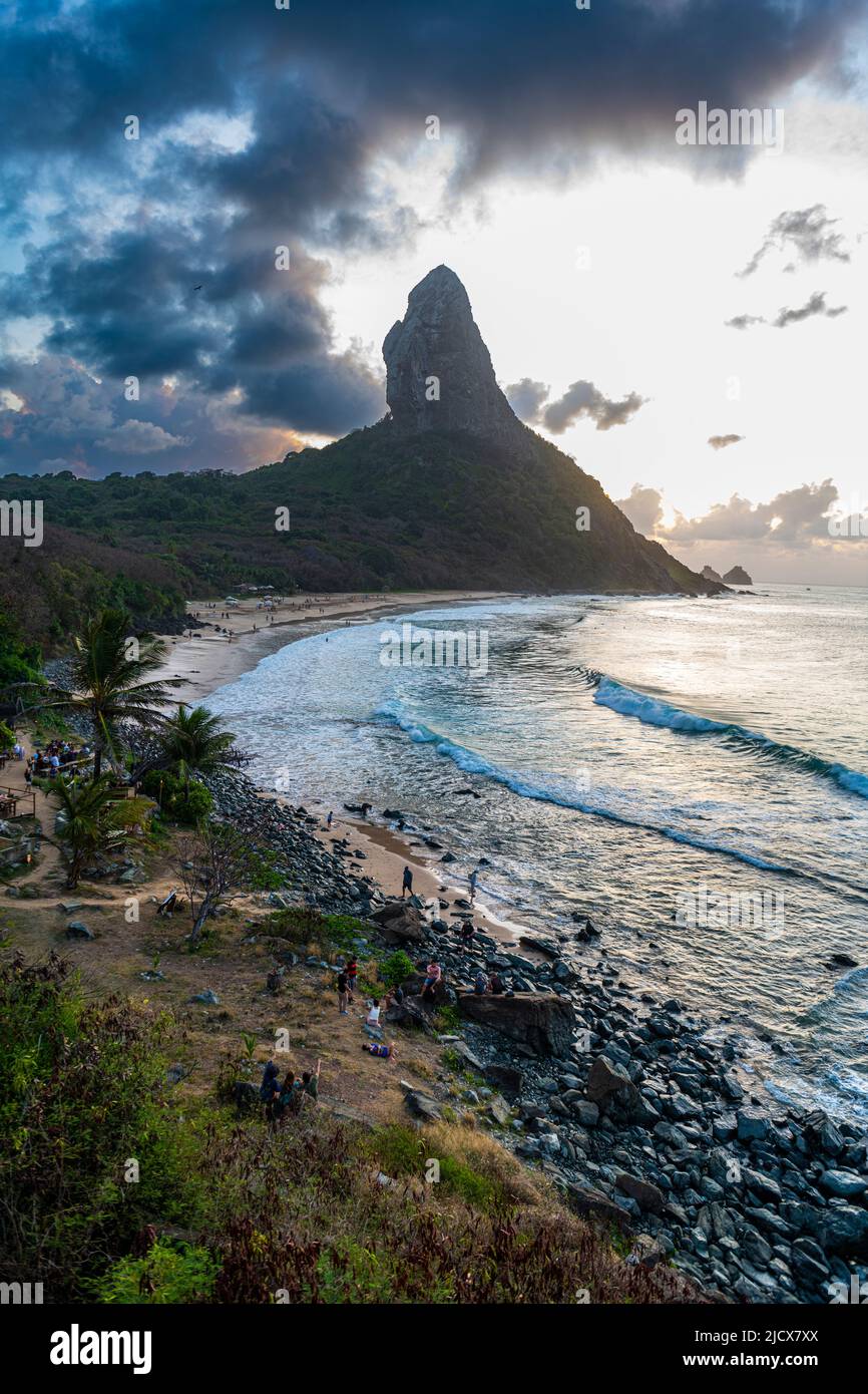 Backlight of Morro do Pico, Fernando de Noronha, UNESCO World Heritage Site, Brazil, South America Stock Photo