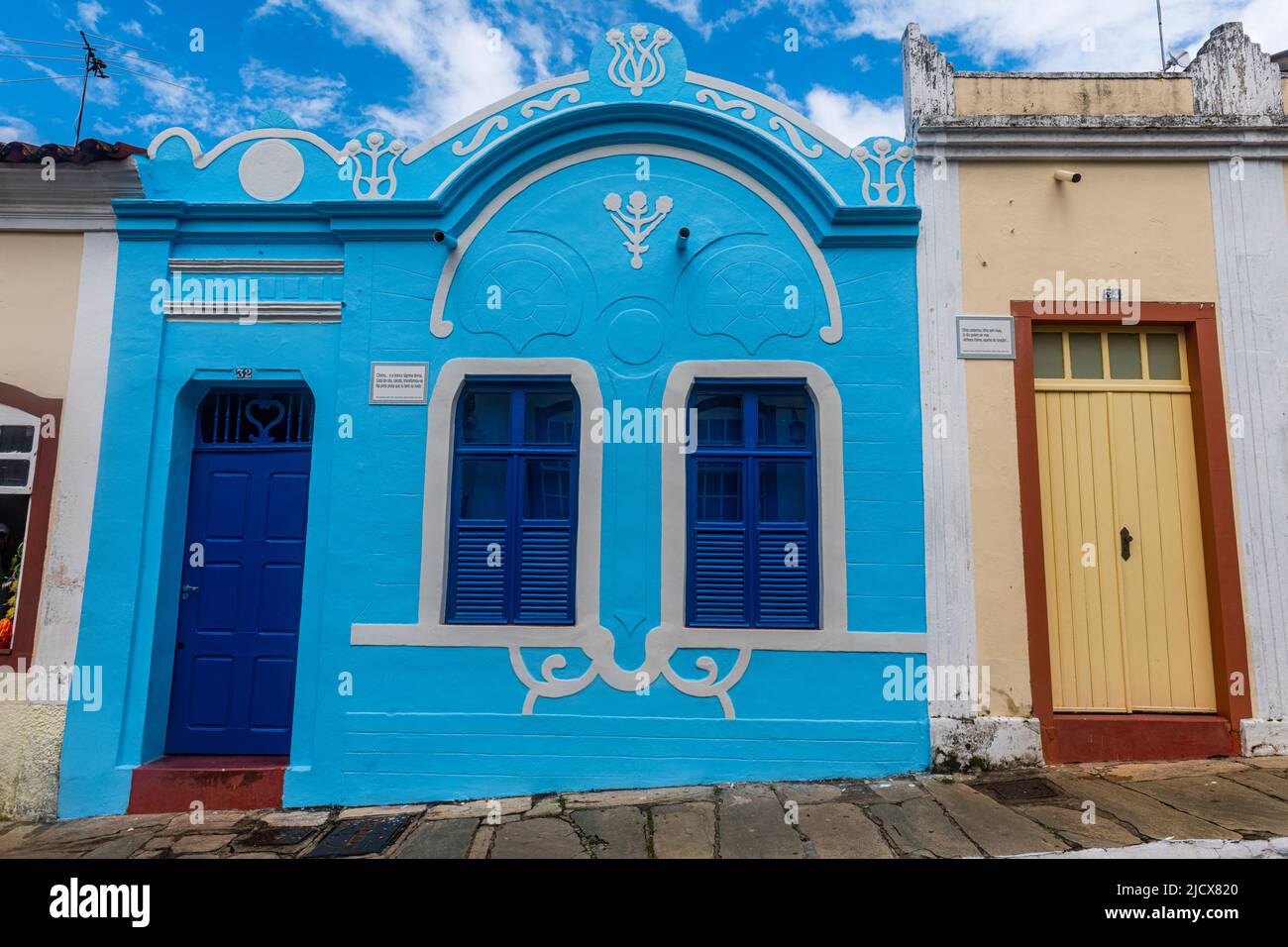 Colourful door, Old Goias, UNESCO World Heritage Site, Goias, Brazil, South America Stock Photo