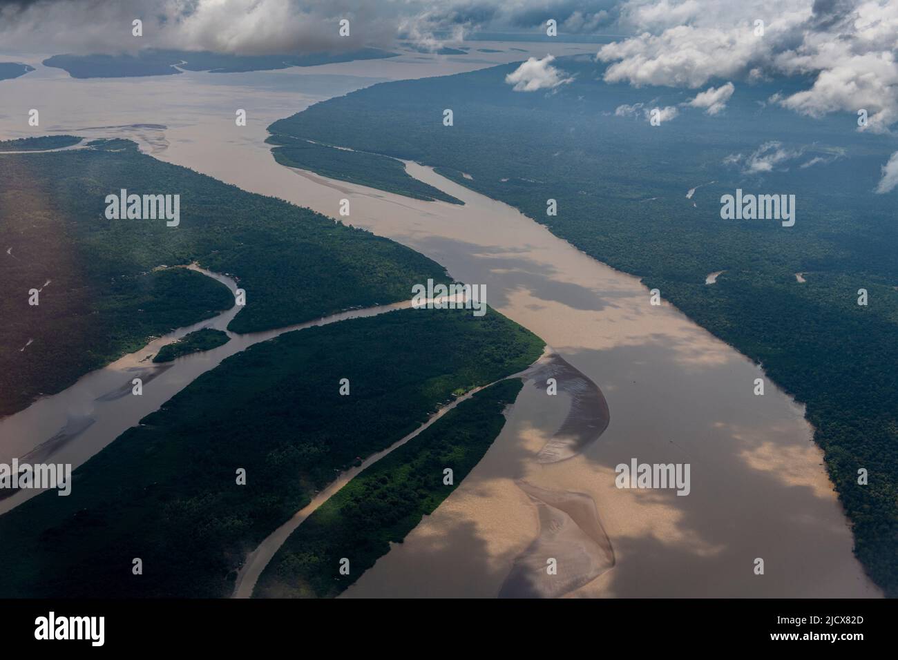 Aerial of the Amazon River, Macapa, Brazil, South America Stock Photo
