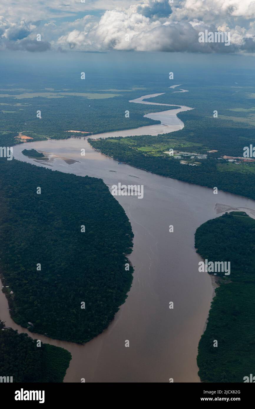 Aerial of the Amazon River, Macapa, Brazil, South America Stock Photo