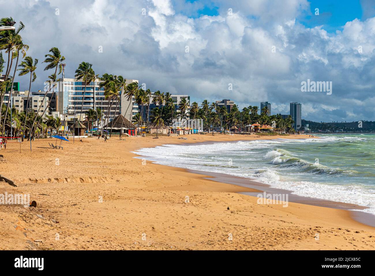 Palm fringed beach, Maceio, Alagoas, Brazil, South America Stock Photo