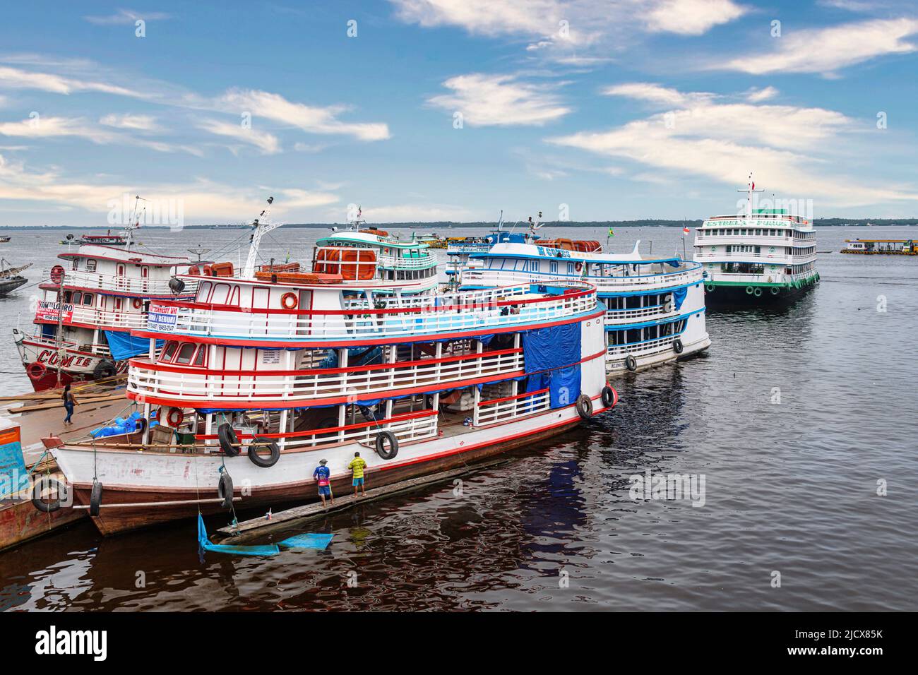 Amazon river cruise ships, Manaus, Amazonas state, Brazil, South America Stock Photo