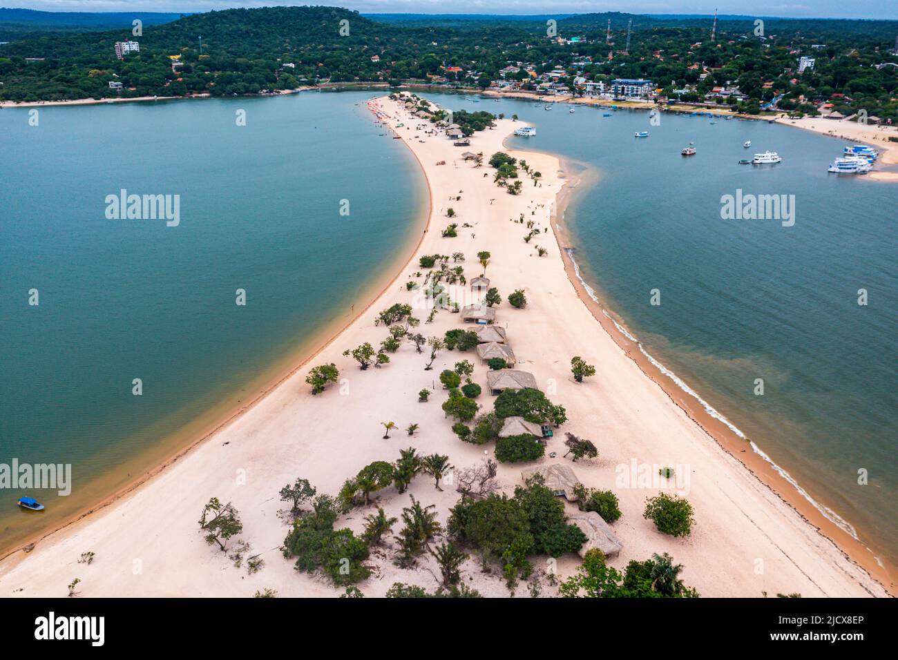 Long Sandy Beach In Alter Do Chao Along The Amazon River Para Brazil 